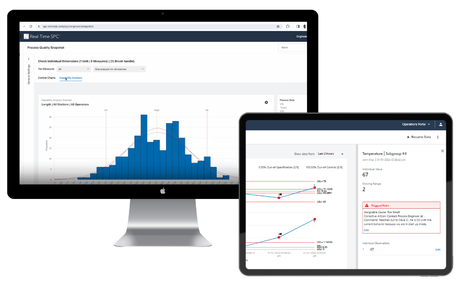 real-time SPC graphs in Minitab